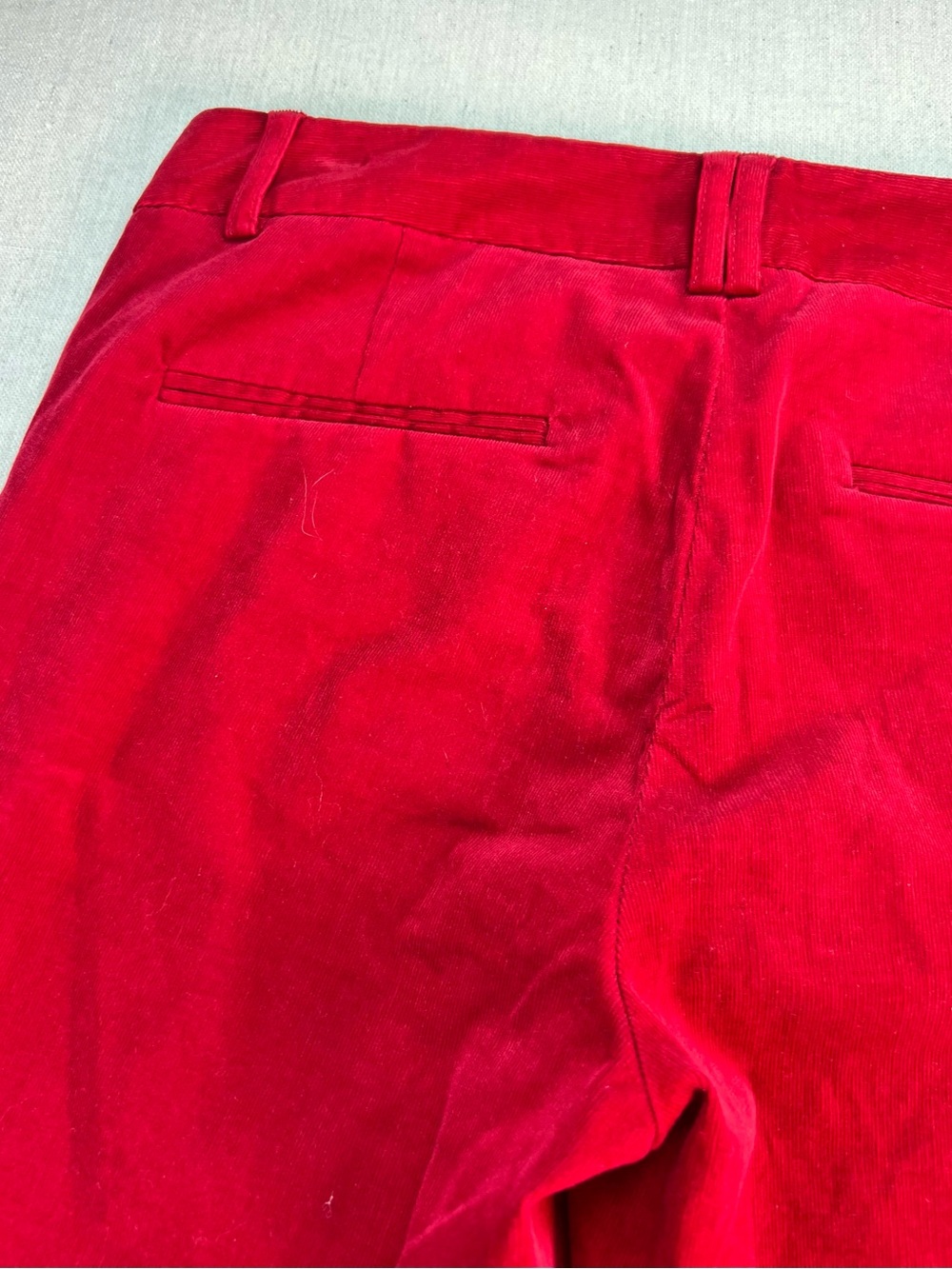 Women's Red Corduroy Vintage Inspired Flare Mid-Rise Indie Boho Bold - Size 6 - Picture 6 of 6